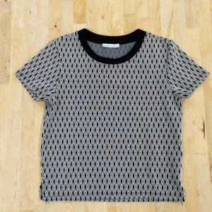 Zara Black And White Crop Top Geometric Mod S 90's - image 1